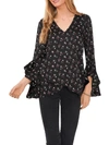 VINCE CAMUTO WOMENS SATIN FLORAL BLOUSE