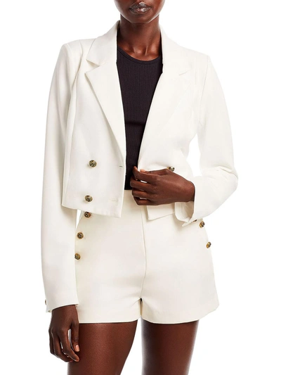 Aqua Womens Crepe Cropped Suit Jacket In White