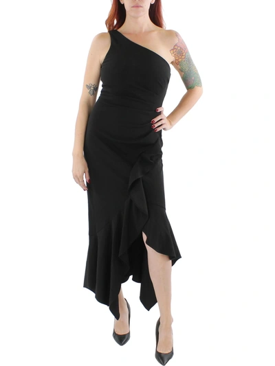Xscape Womens Asymmetric Ruffled Cocktail And Party Dress In Black