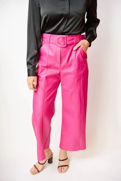 Suncoo Joy Faux Leather Pant In Hot Pink