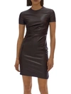 HELMUT LANG WOMENS FAUX LEATHER FITTED BODYCON DRESS