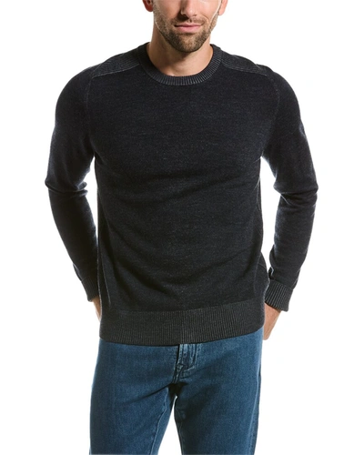 Bruno Magli Plaited Rib Saddle Wool Crewneck Sweater In Black