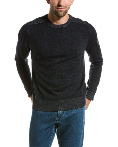 Bruno Magli Plaited Rib Saddle Wool Crewneck Sweater In Blue