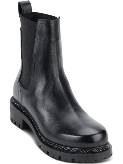 Dkny Rick Womens Short Lug Sole Motorcycle Boots In Black