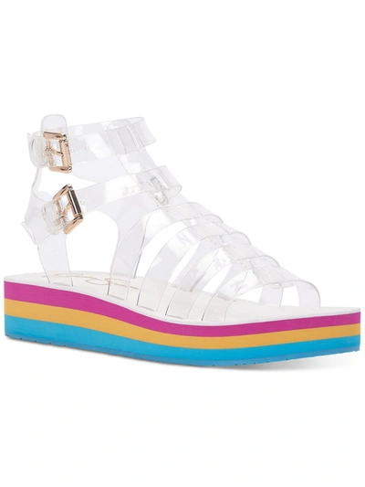Jessica Simpson Bimala Womens Buckle Ankle Strap Wedge Sandals In Multi