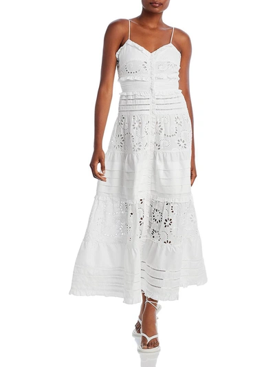 Line & Dot Womens Eyelet Lace Spaghetti Straps Sundress In White