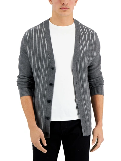 Alfani Mens Stripe V-neck Cardigan Sweater In Multi