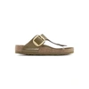 BIRKENSTOCK GIZEH BIG BUCKLE HIGH SHINE SANDAL IN MUD GREEN