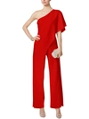 ADRIANNA PAPELL WOMENS SATIN ONE-SHOULDER JUMPSUIT