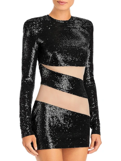 Bronx And Banco Elise Womens Sequined Illusion Cocktail And Party Dress In Black
