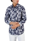 Club Room Zalina Mens Floral Stretch Button-down Shirt In Blue