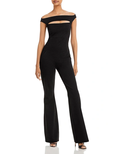 Chiara Boni Rebecca Sugar Lurex Womens Shimmer Off-the Shoulder Jumpsuit In Black