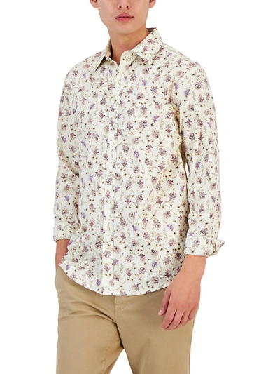 Club Room Monan Mens Cotton Print Button-down Shirt In Multi
