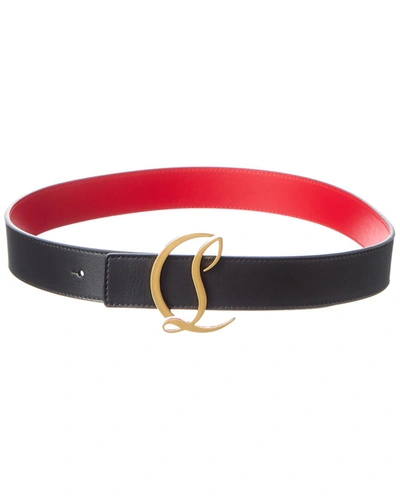 Christian Louboutin Logo Leather Belt In Black