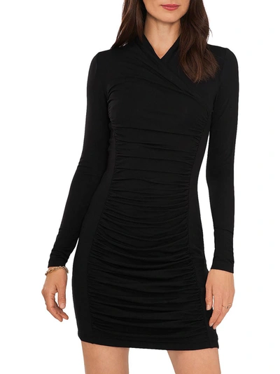 Vince Camuto Womens Mini Ruched Bodycon Dress In Black