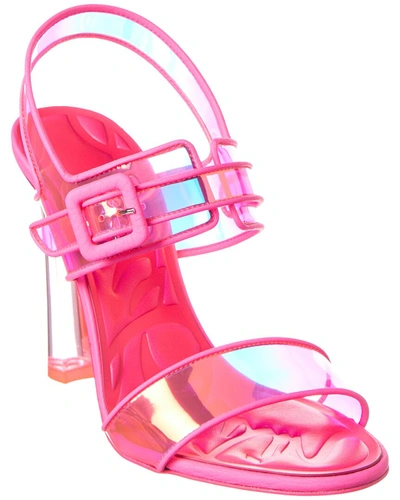 Christian Louboutin Loubi Duniss 100 Vinyl & Leather Sandal In Pink