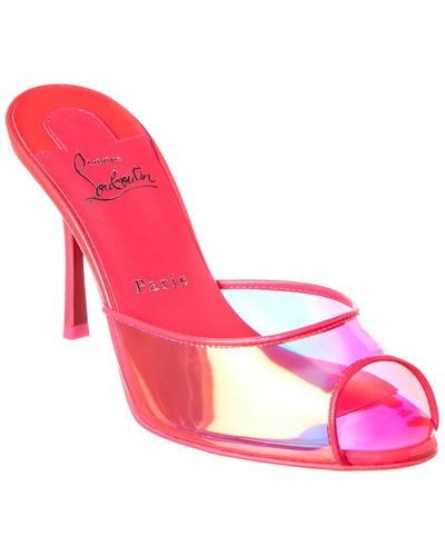 Christian Louboutin Me Dolly 85 Patent-leather Trimmed Iridescent Tpu Mules In Pink