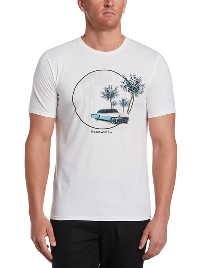 Cubavera Mens Cotton Short Sleeve Graphic T-shirt In White