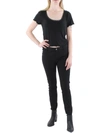 Hippie Rose Womens Lace Trim Ribbed Cropped In Black