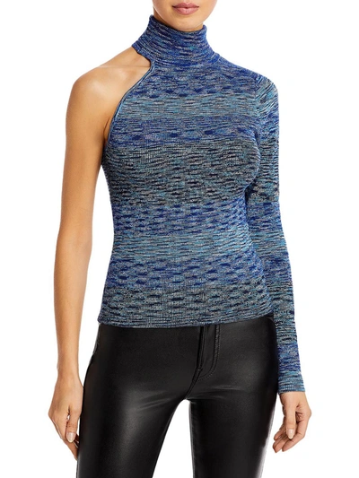Bardot Womens Marled Open Shoulder Turtleneck Sweater In Blue