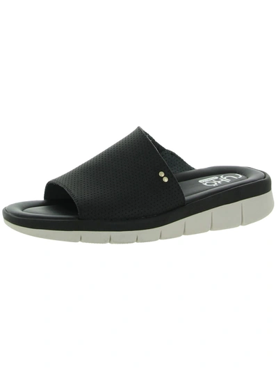 Ryka Ellie Womens Padded Insole Perforated Slide Sandals In Black