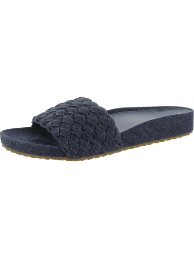 Cole Haan Womens Footbed Woven Slide Sandals In Blue