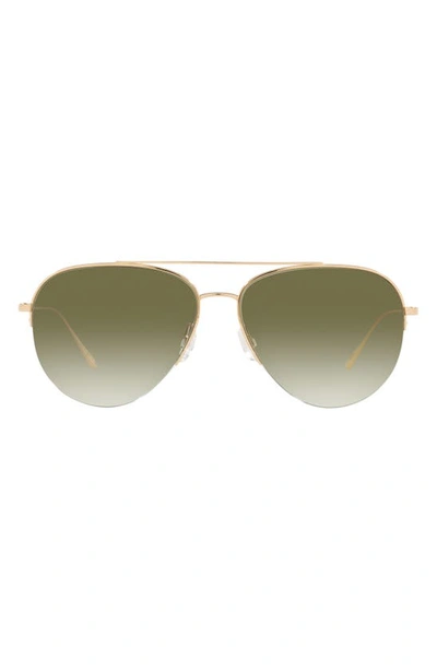 Oliver Peoples Women's Cleamons 60mm Aviator Sunglasses In Gold/green Gradient