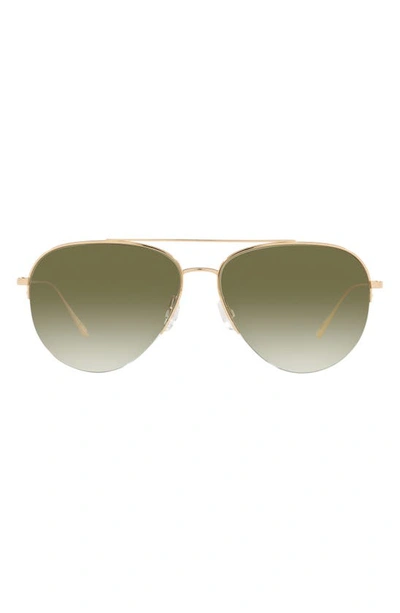 Oliver Peoples Women's Cleamons 60mm Aviator Sunglasses In Gold Olive