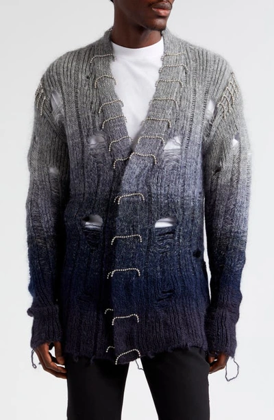 Off-white Punk Pearl Degrade Knit Cardigan In Gris