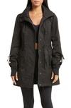 Blanc Noir Solid Hooded Anorak Jacket In Black