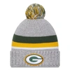 New Era Heather Gray Green Bay Packers Cuffed Knit Hat With Pom In Heather Gray