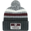 47 '47 CHARCOAL TEXAS A&M AGGIES STACK STRIPED CUFFED KNIT HAT WITH POM