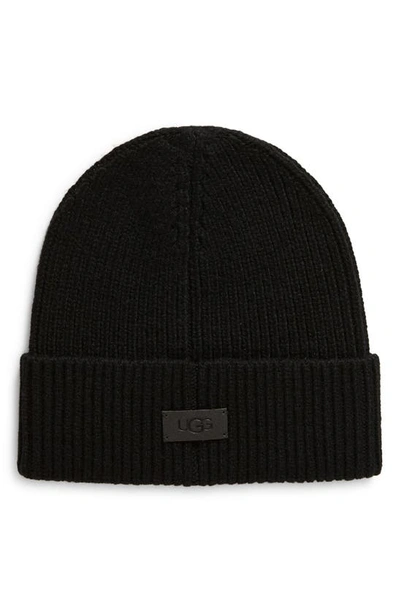 Ugg Wide Cuff Rib Beanie In Black