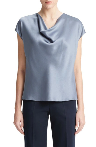 Vince Cowl Neck Silk Blouse In Iris Smoke-410irs