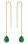 Ettika Teardrop Threader Earrings In Green