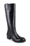 Ziginy Isle Water Resistant Knee High Boot In Black Leather