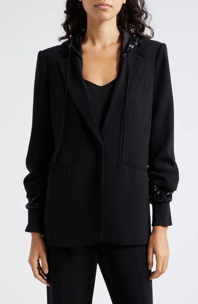 Cinq À Sept Sequin Hooded Khloe Blazer In Black