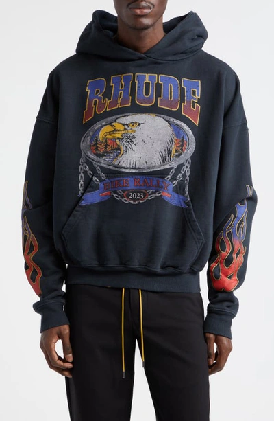 Rhude Screaming Eagle Printed Hoodie In Grey