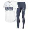 Concepts Sport Women's  White, Charcoal Dallas Cowboys Sonata T-shirt And Leggings Set In White