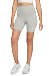 Nike Women's  Sportswear Classic High-waisted 8" Biker Shorts In Dark Grey Heather/ Sail