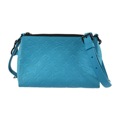 Pre-owned Louis Vuitton Messenger Triangle Canvas Shoulder Bag () In Blue