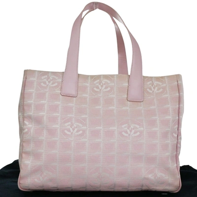 Pre-owned Chanel Travel Line Canvas Tote Bag () In Pink