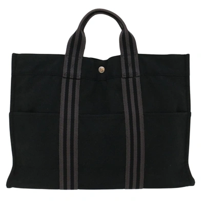 Hermes Herline Cotton Tote Bag () In Black