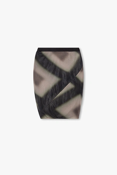 Rick Owens Patterned Midi Skirt In Grey