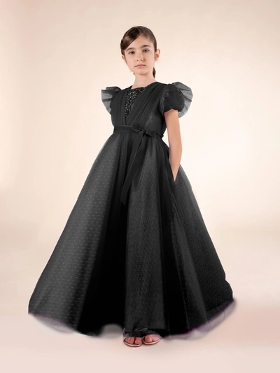 Marchesa Kids' Embellished Plumentis Gown In Black