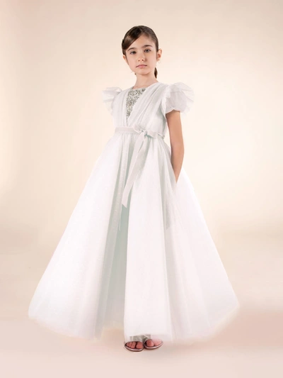 Marchesa Kids' Embellished Plumentis Gown In Cream