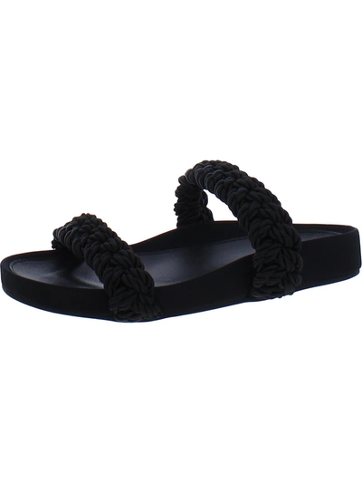 Joie Costance Satin Two Band Sandals In Black