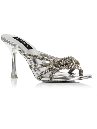Aqua Alice Womens Slip On Knot Front Heels In Silver