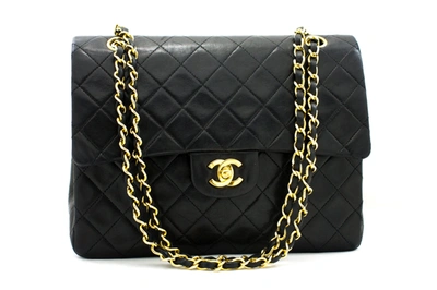 Pre-owned Chanel Double Flap Leather Shoulder Bag () In Black
