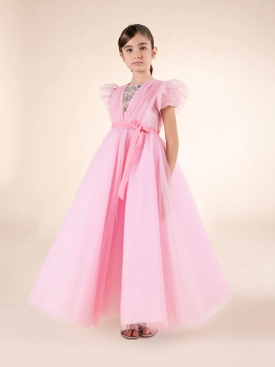 Marchesa Kids' Embellished Plumentis Gown In Pink